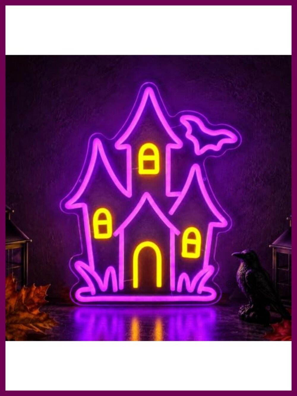 Dimmable Halloween LED Neon Sign Haunted House Castle Wall Decor USB